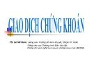 Bài giảng giao dịch chứng khoán TS. Lê Vũ Nam: Kinh nghiệm và kiến thức