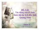 Tác động của tổ chức lãnh thổ du lịch đến tỉnh Quảng Nam: Thuyết minh chi tiết