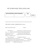 Đề thi nghe môn tiếng Anh trình độ B1 năm 2008