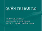 Bài giảng Quản trị rủi ro (TS.Ngô Quang Huân) - Chương 1: Tổng quan về rủi ro 	và quản trị rủi ro