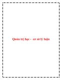 Quản trị học - cơ sở lý luận