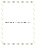 Văn bản số 12/2013/QĐ-UBND