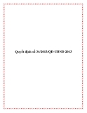 Quyết định số 34/2013/QĐ-UBND 2013