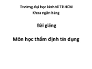 Bài giảng Thẩm định tín dụng - ĐH Kinh tế TP. HCM