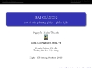 Bài giảng Phương pháp phần tử hữu hạn: Bài giảng 2 - GV Lê Xuân Thành