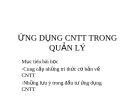 Bài giảng Ứng dụng công nghệ thông tin trong quản lý
