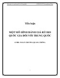 Tiểu luận: Một mô hình đánh giá rủi ro quốc gia đối với Trung Quốc