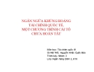 Ngăn ngừa khủng hoảng tài chính quốc tế: Thuyết trình về chương trình cải tổ chưa hoàn tất