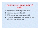 Bài giảng Quản lý sự thay đổi tổ chức