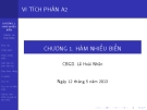 Bài giảng Vi tích phân A2 Chương 1: GV Lê Hoài Nhân (Chi Tiết)