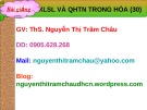 Bài giảng XLSL, QHTN trong hóa học: GV.ThS. Nguyễn Thị Trâm Châu