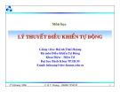 Bài giảng môn học Lý thuyết điều khiển tự động - Chương 3: Khảo sát tính ổn định của hệ thống