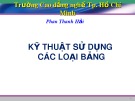 Bài giảng Kỹ thuật sử dụng các loại bảng Phan Thanh Hải