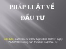 Bài giảng Pháp luật về đầu tư [mới nhất]