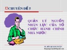 Bài giảng Quản lý nguồn nhân lực của tổ chức hành chính nhà nước - TS. Bùi Quang Xuân