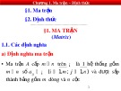 Bài giảng Toán cao cấp 1: Ma trận và Định thức (Chương 1)