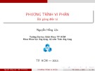 Bài giảng Phương trình vi phân Nguyễn Hồng Lộc (ĐH Bách Khoa) chi tiết
