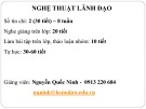 Nghệ thuật lãnh đạo: Bài giảng Chương 1 - Nguyễn Quốc Ninh