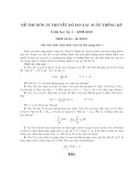Đề thi môn Lý thuyết Độ đo-Xác suất-Thống kê (Giữa học kì I, năm học 2009-2010)