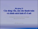Các dòng vốn, cán cân thanh toán và chính sách kinh tế vĩ mô: Bài giảng của Đỗ Thiên Anh Tuấn (Học kỳ Thu 2014-2015)