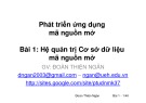 Bài giảng Phát triển ứng dụng nguồn mở: Bài 1 - Đoàn Thiện Ngân