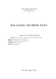 Bài giảng Mô hình toán ThS. Trần Thị Xuyến (học kỳ hè 2016) - Tài liệu chuẩn