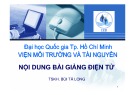 Bài giảng Mô hình hóa môi trường: Mô hình, mô hình hóa và các quá trình