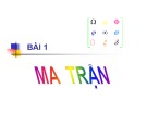 Bài giảng Ma trận Bài 1: Tổng hợp kiến thức và bài tập
