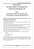 Bài giảng tranh chấp quốc tế: Giải quyết tranh chấp quốc tế