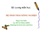 Đề cương bài giảng môn học Hệ sinh thái nông nghiệp