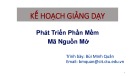 Bài giảng Phát triển phần mềm mã nguồn mở: Mở đầu của Bùi Minh Quân