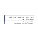 Bài giảng Lập trình động: Thiết kế và đánh giá thuật toán - TS. Lê Nguyên Khôi