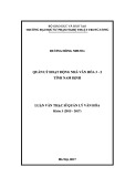 Luận văn Thạc sĩ ngành Quản lý văn hóa: Quản lý hoạt động của Nhà văn hóa 3 - 2 tỉnh Nam Định