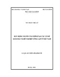 Luận án Tiến sĩ: Huy động nguồn tài chính tại các cơ sở giáo dục nghề nghiệp công lập ở Việt Nam