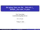 Bài giảng Toán cao cấp - Giải tích 1: Đạo hàm, vi phân