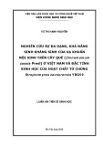 Luận án tiến sĩ Sinh học: Nghiên cứu sự đa dạng, khả năng sinh kháng sinh của xạ khuẩn nội sinh trên cây quế (Cinnamomum cassia Presl) ở Việt Nam và đặc tính sinh học của hoạt chất từ chủng Streptomyces cavourensis YBQ59