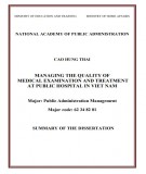 Summary of the Dissertation: Managing the quality of medical examination and treatment at public hospital in Viet Nam