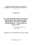 Summary of Economic Doctoral thesis: Relationship between external resources, MICE destination resources and MICE tourism development – Case study in Dalat city