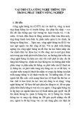 Vai trò của công nghệ thông tin trong phát triển nông nghiệp