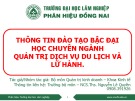 Bài giảng Thông tin đào tạo bậc đại học chuyên ngành quản trị dịch vụ du lịch và lữ hành