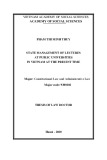 Summary of Doctoral thesis in Law: State management of lectures at public universities in Vietnam at the present time