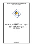 Giáo trình Quản lý, Sử dụng Năng lượng Tiết kiệm, Hiệu quả cho Nghề Cơ điện tử - CĐ Nghề Công Nghiệp Hà Nội