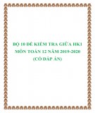 Bộ 10 đề kiểm tra giữa HK1 môn Toán 12 năm 2019-2020 (có đáp án)
