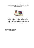 Bài tiểu luận môn Hệ thống nông nghiệp