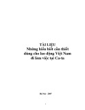 Tài liệu cần thiết: Hiểu biết cho lao động Việt Nam đi làm việc tại Ca-Ta
