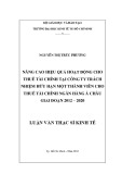 Luận văn Thạc sĩ kinh tế: Nâng cao hiệu quả hoạt động cho thuê tài chính tại Công ty TNHH MTV Cho thuê tài chính Ngân hàng Á Châu giai đoạn 2012 – 2020