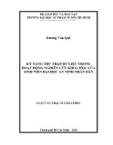 Kỹ năng thu thập dữ liệu trong nghiên cứu khoa học: Luận văn Thạc sĩ Tâm lý học của sinh viên Đại học An ninh nhân dân