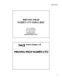 Bài giảng Phương pháp nghiên cứu khoa học - TS. Lê Long Hậu