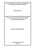 Luận án Tiến sĩ Kinh tế: Quản lý rủi ro trong kinh doanh ngoại hối của các ngân hàng thương mại cổ phần tại Thành phố Hồ Chí Minh