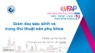 Bài giảng Giảm đau sau sinh và trong thủ thuật sản phụ khoa - TS.BS. Lê Thị Thu Hà